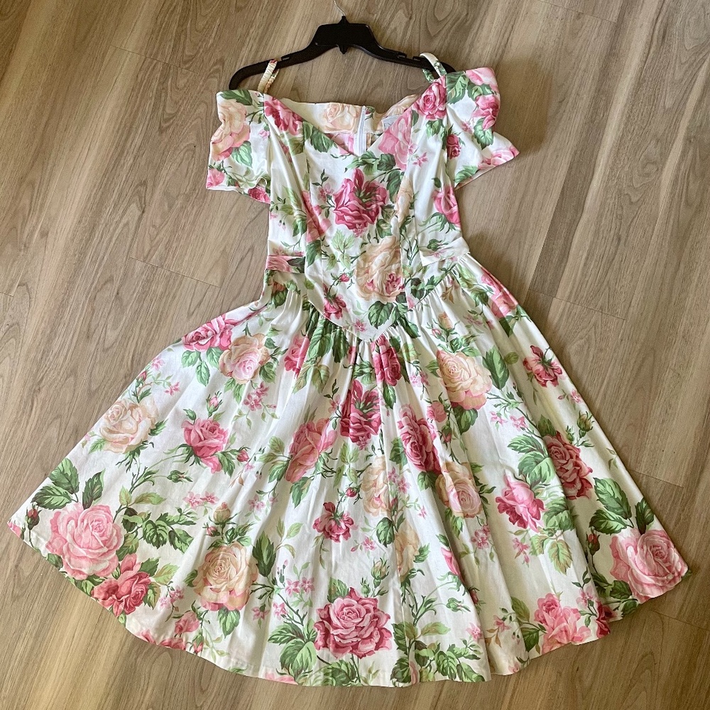 VINTAGE EXPO SUMMER GARDEN PARTY OFF SHOULDER DRESS SZ 12